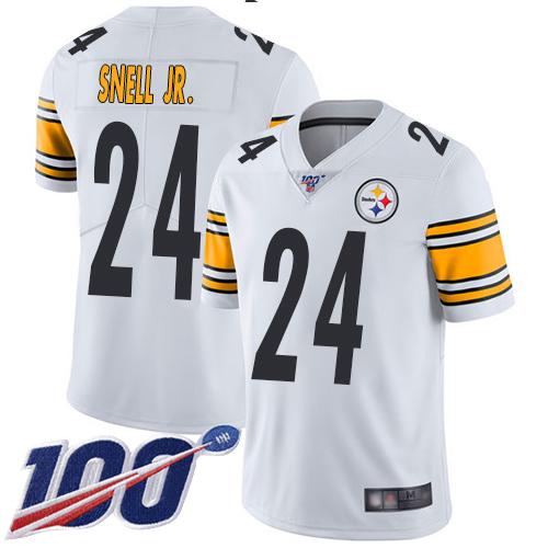 Youth Pittsburgh Steelers Football #24 Limited White Benny Snell Jr. Road 100th Season Vapor Untouchable Nike NFL Jersey->youth nfl jersey->Youth Jersey